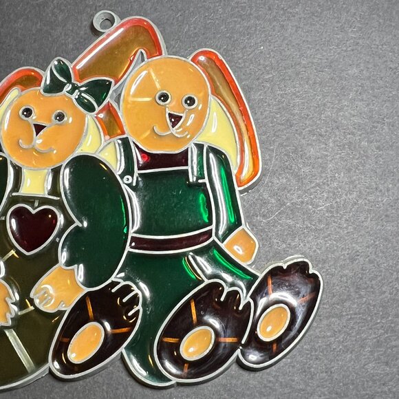 VTG Green Multicolor Plexiglass Acrylic Easter Bunny Rabbit Suncatcher Ornament - Picture 5 of 6